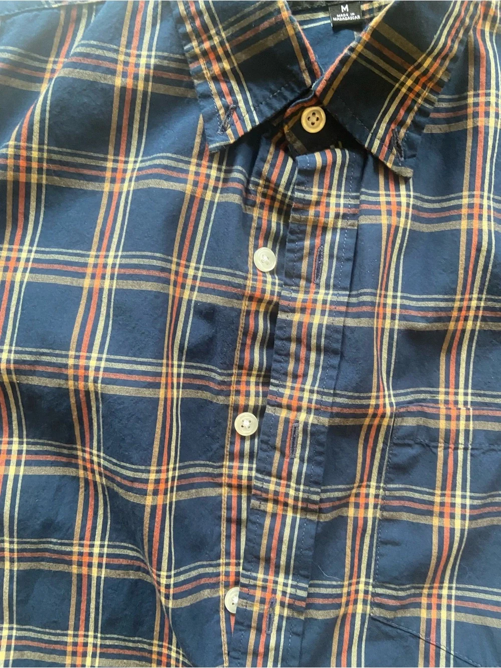 J. Crew Men's Navy Plaid Button-Up Shirt